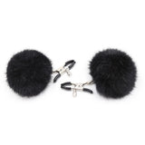 Pinces à seins réglables avec pompoms noire de la collection Bdsm Dreamy Fetish