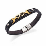 Bracelet Couple <br> 2 Coeurs Pour Femme (Cuir)