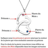 Collier Couple <br> 2 Coeurs Entrelacés (Argent)