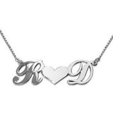 collier avec 2 initiales argent