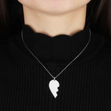 Collier Couple <br> Coeur Brisé Gravé (Argent)