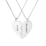 collier couple en argent avec 2 prénoms sur le coeur