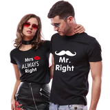 Les deux T-shirt Couple Mr&Mrs Right pas cher