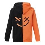 Sweat Couple Hip Hop a capuche orange et noir