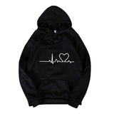sweat a capuche ligne de vie noir pour couple