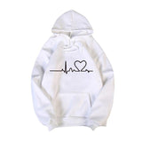 sweat a capuche ligne de vie blanc pour couple