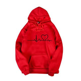sweat a capuche ligne de vie rouge pour couple